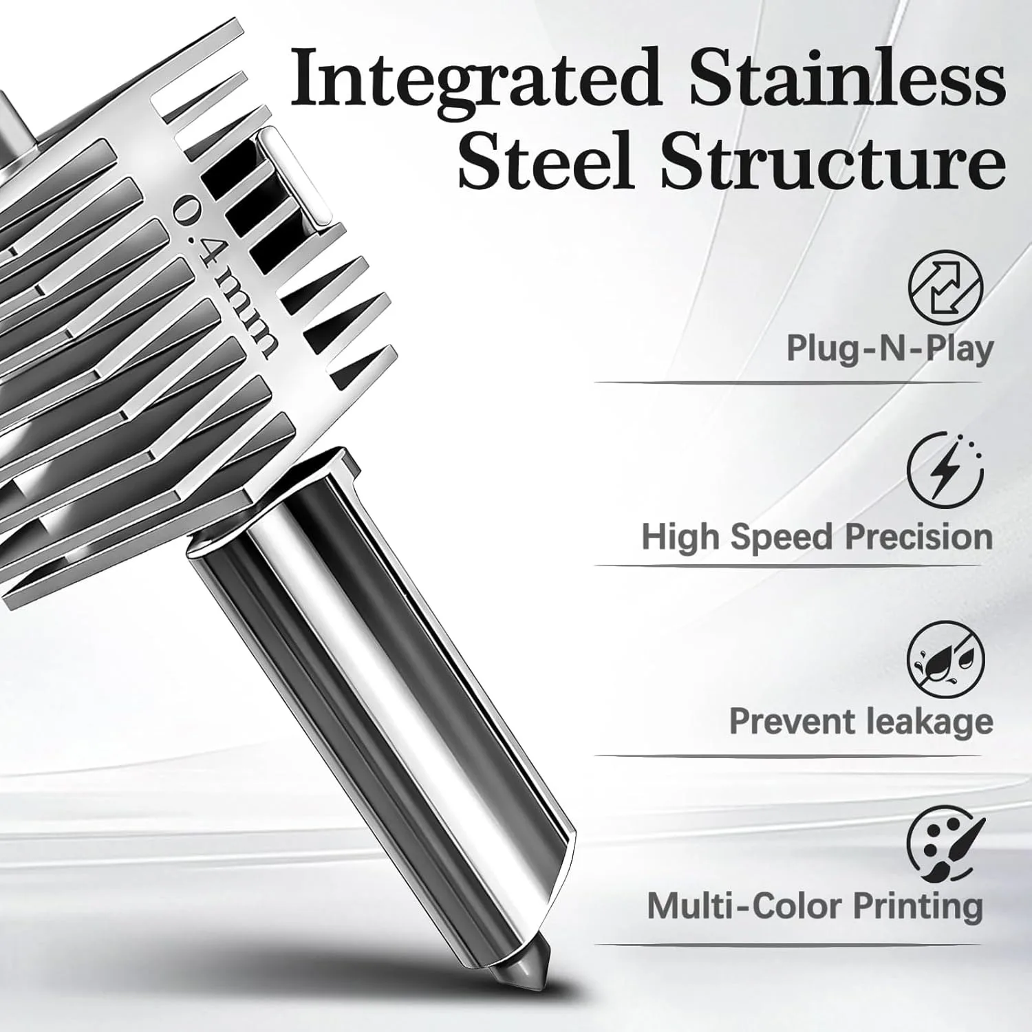 0.4mm Hotend Kit for Bambu Lab A1/A1 Mini/A2L Stainless Steel Integrated Design High-Precision A1 Nozzle 3D Printer Accessories