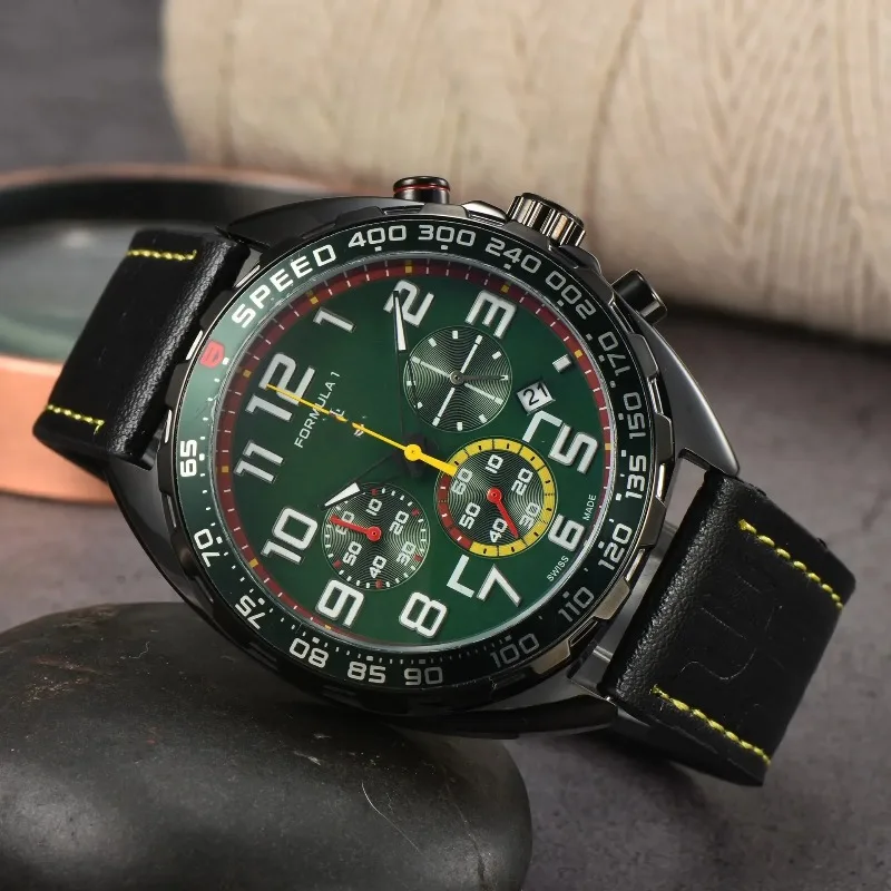 2025 relógio cronógrafo de luxo masculino cristal de safira 100m à prova dwaterproof água movimento de quartzo de aço inoxidável seis mãos multi-função