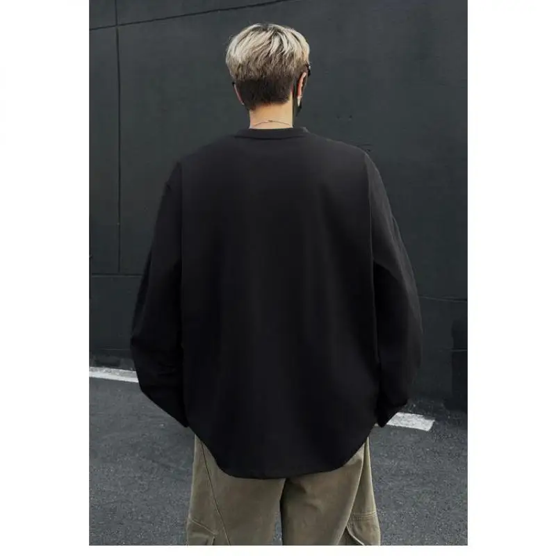 M-XXXXXL Plus Size Men's Solid Color Round Neck Long Sleeve T-Shirt Oversized Basic Top for Minimalist Casual Wear in Autumn 5XL