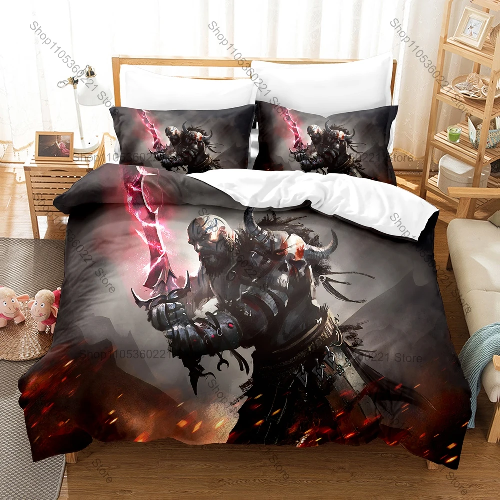 Warrior Graphic Kratos And Atreus God Of War Ragnarok Wild Forest Adventure Combat Game Bedding Duvet Cover + 2 Pillowcases