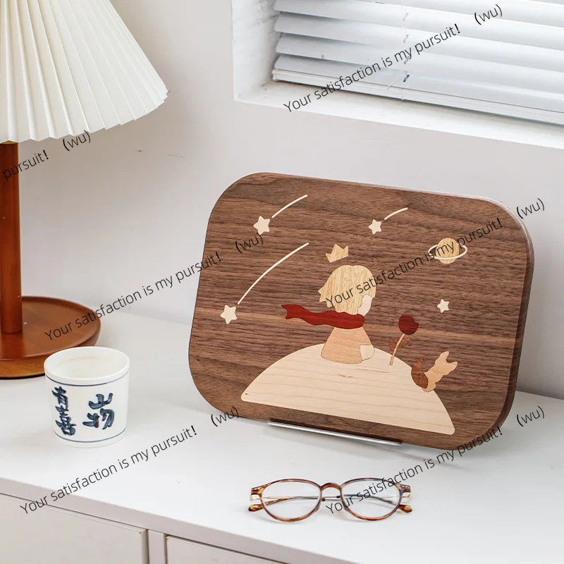 Little Prince Reading Rack Solid Wood Reading Stand Student Reading Bookshelf Desktop Can Be Lifted Telescopic Wooden Writing