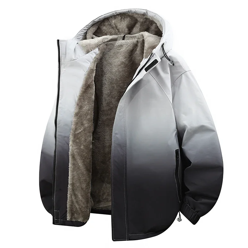 2025 Winter Men's Versatile Fleece-lined Jacket Trendy High Quality Retro Loose Comfortable Fashion Thick Hooded Jacket for Men