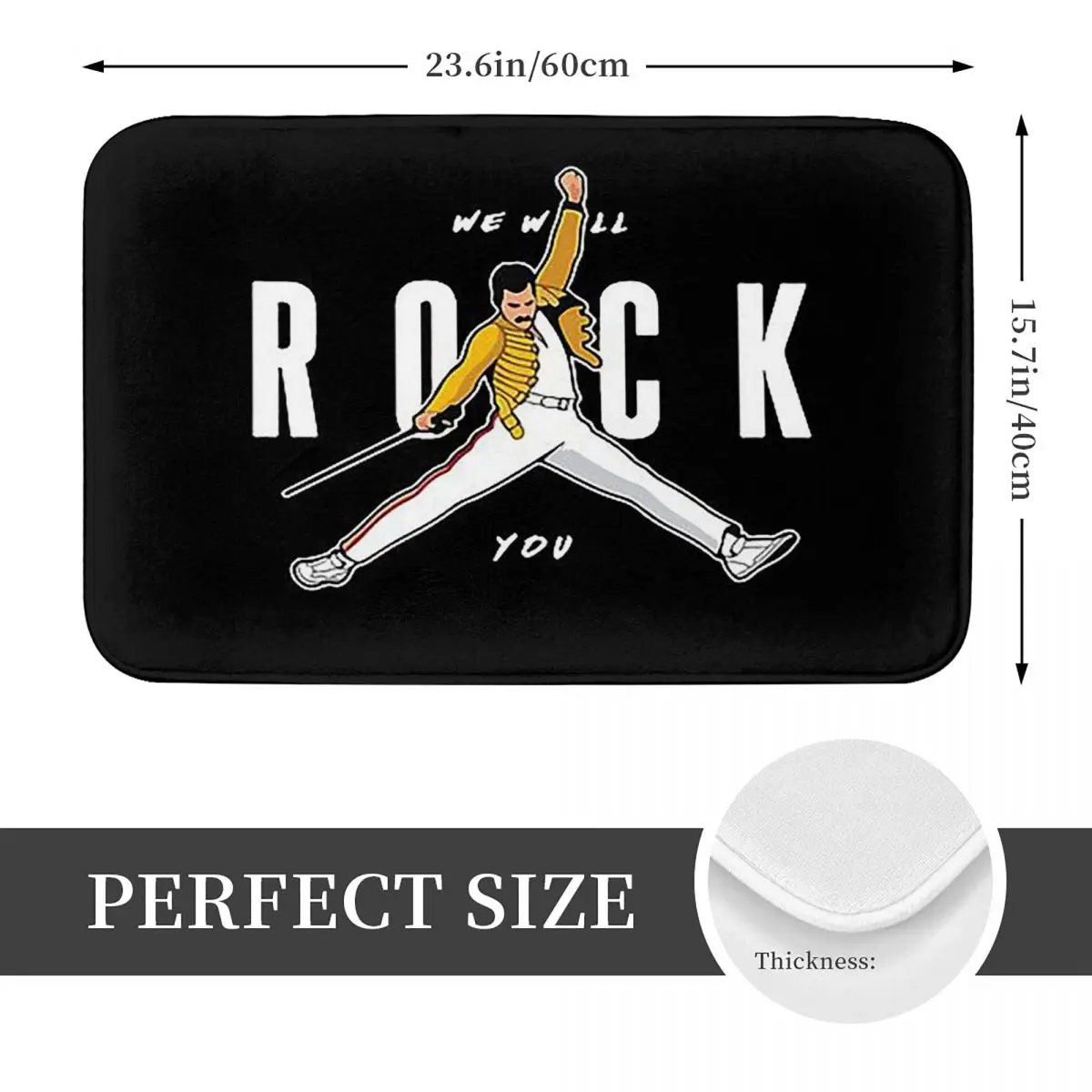 We Will Rock You Freddie Mercury Non-slip Doormat Floor Mat Dust-proo Carpet Rug for Kitchen Entrance Home Bedroom Footpad Mats