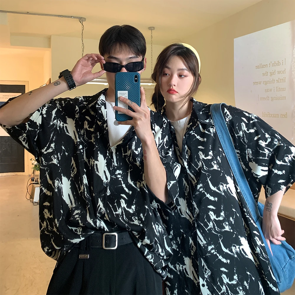 

Летняя рубашка Briti Preppy Sle с коротким рукавом и цветочным принтом, гавайская пляжная рубашка в стиле барокко для пар, свободного кроя, молодежный тренд, летняя одежда