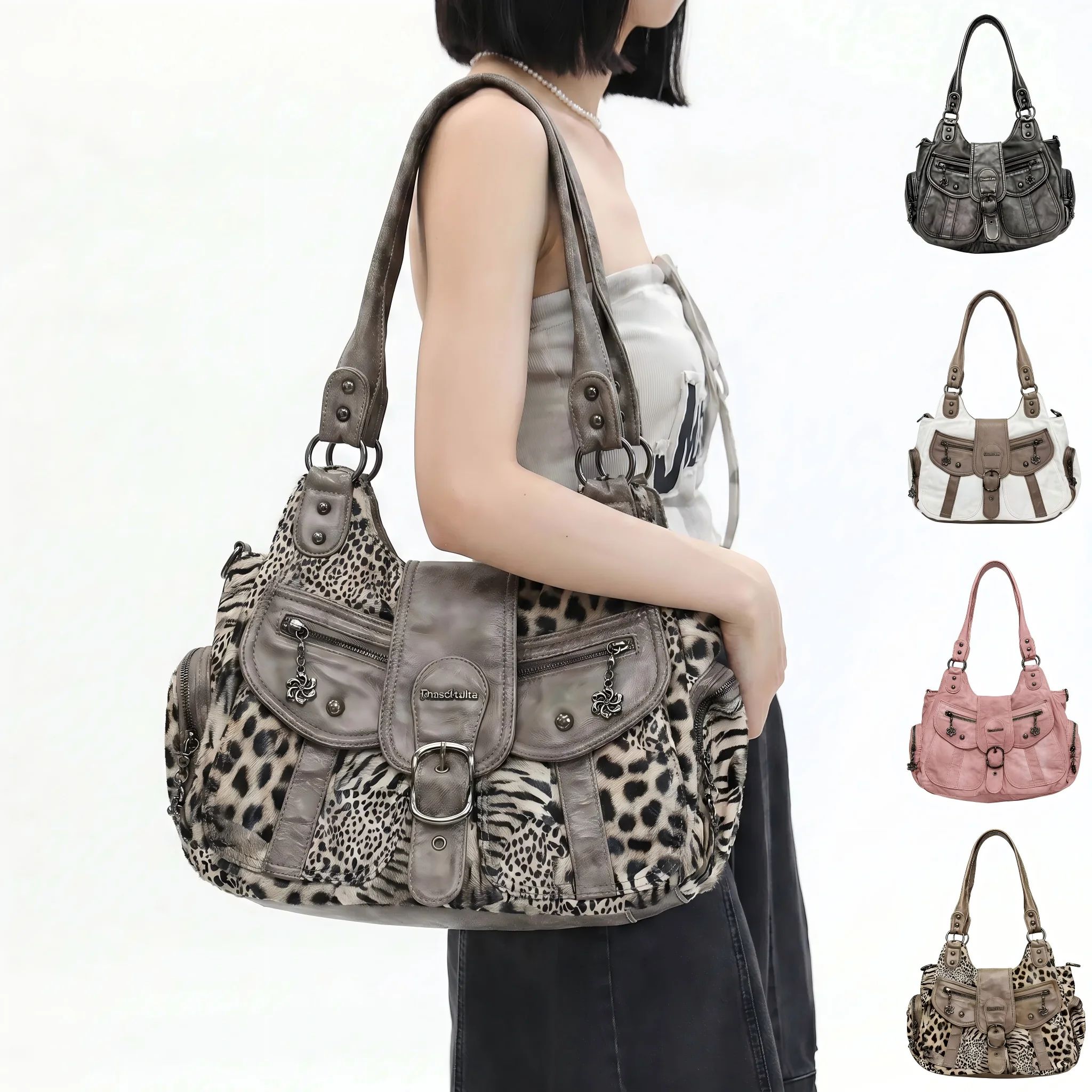 Vintage Maillard vintage Y2K shoulder bag, large capacity street spicy girl crossbody handbag