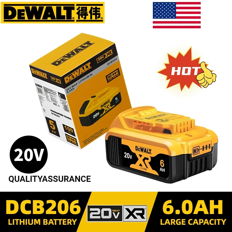 

100% Original Dewalt 20V Battery, Dewalt 6AH power tool rechargeable Li-ion Battery,Dewalt 20V DCB203 DCB205 DCB206 Battery