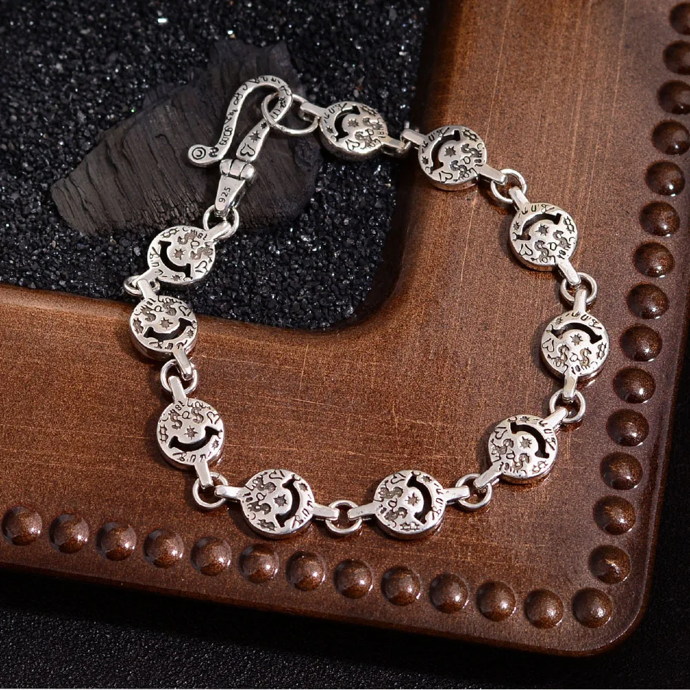 New Arrival Elegant Smile Face Retro Thai Silver Female Charm Bracelet Promotion Jewelry For Women Birthday Gifts Cheap