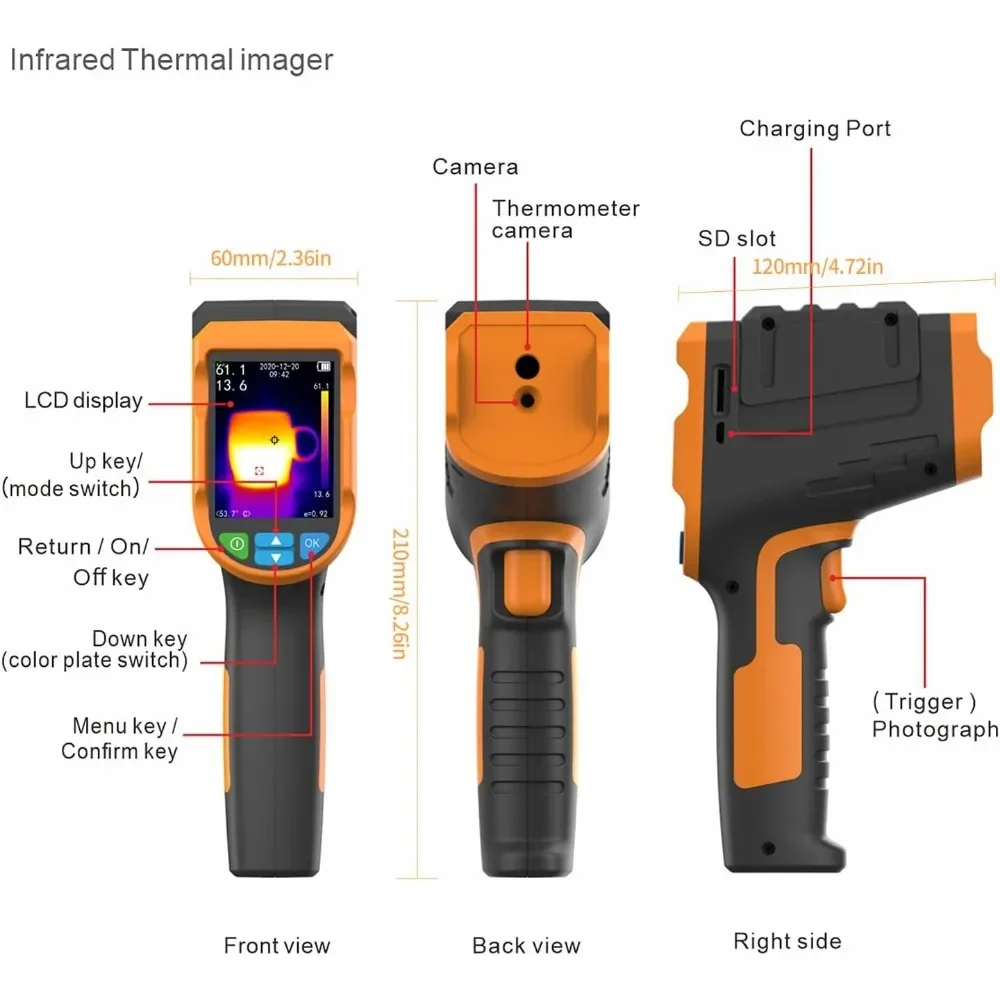 Industrial Thermal Imaging Device Higher Resolution 220 x 160 Pixels Resolution with 8 GB Memory Card Thermal Imaging Camera