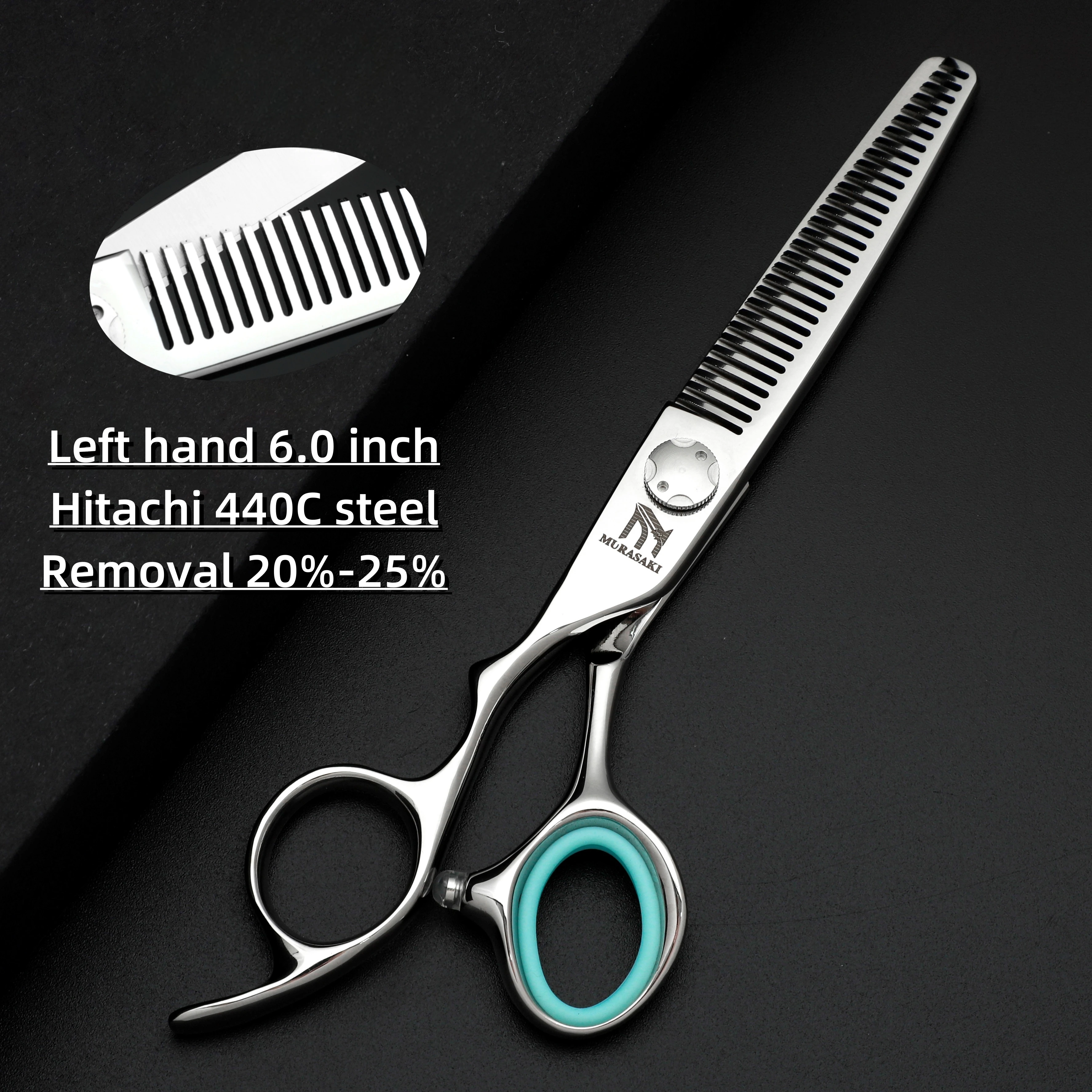 Professionelle Linkshänder-Schere, 6-6,5-6,8 Zoll Haarschneideschere, Japanischer 440C Stahl, Hochwertiges Friseurzubehör – Detail 13