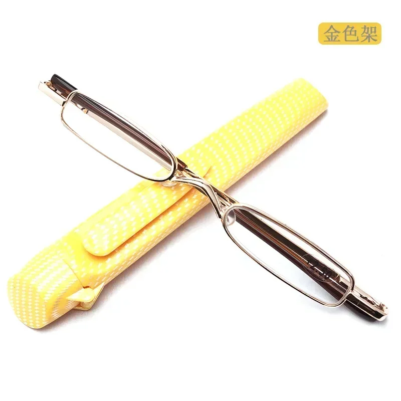 New Flip Top Cover Fashion Mini Spring Frame Reading Glasses Resin Lens Portable Pen Barrel Reading Glasses for Men and Women