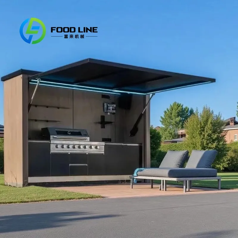 

Customized Modular Weatherproof Enclosed Shelter Outdoor Kitchen Pavilion w/ Barbecue & Wash Sink