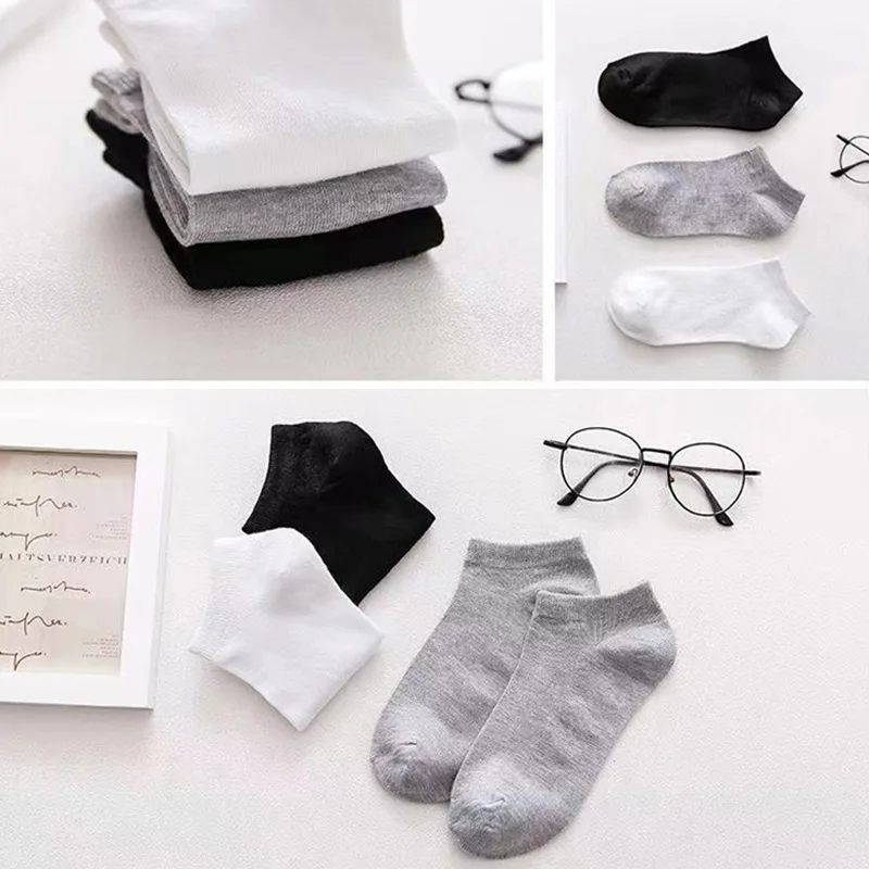 Low Cut Men Socks Solid Color Black White Gray Breathable Cotton Sports Socks Male Short Socks Women Men