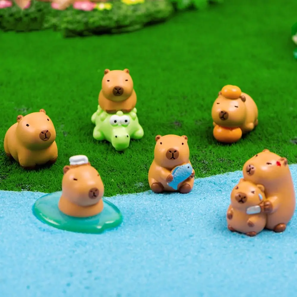 

Resin Cartoon Capybara Statue DIY Multicolor Miniature Capybara Figurines Accessories Home Office Mini Animals Figurine