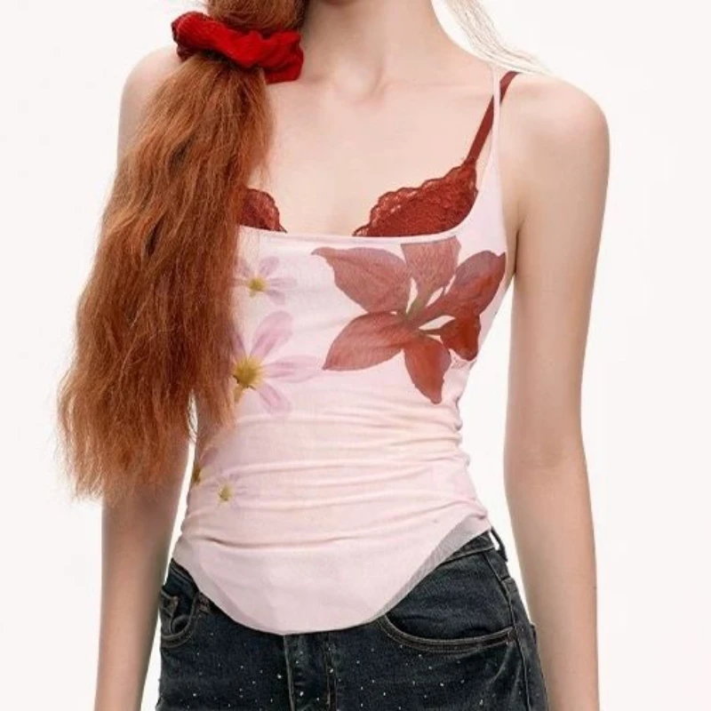 Amerikaanse zomer casual nieuwe sexy top Y2K stijl nieuwe pittige meisje print hemdje vest dames top schattige dames street style