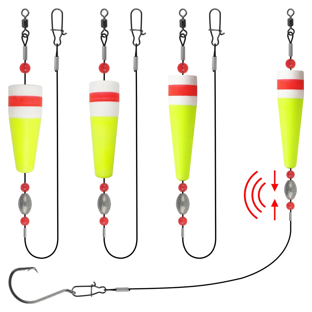 3pcs Fishing Bobbers Popping Corks Foam Weighted Bobber Buoys Saltwater Fishing Popping Cork Floats Rig With 15g 20g 30g Weight