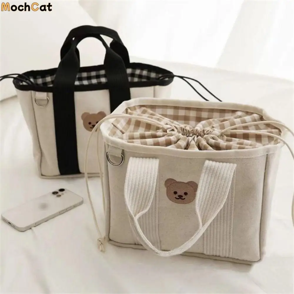 

Casual Bear Pattern Cartoon Mommy Bag Drawstring Lightweight Maternity Packs Handheld Large Capacity Baby Diaper Bag Mom