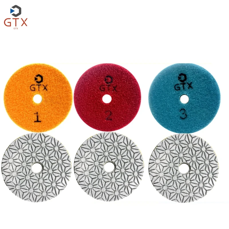 GTX 3-step diamond polishing pad dry wet polishing disc 123 # marble granite concrete flexible grinding disc