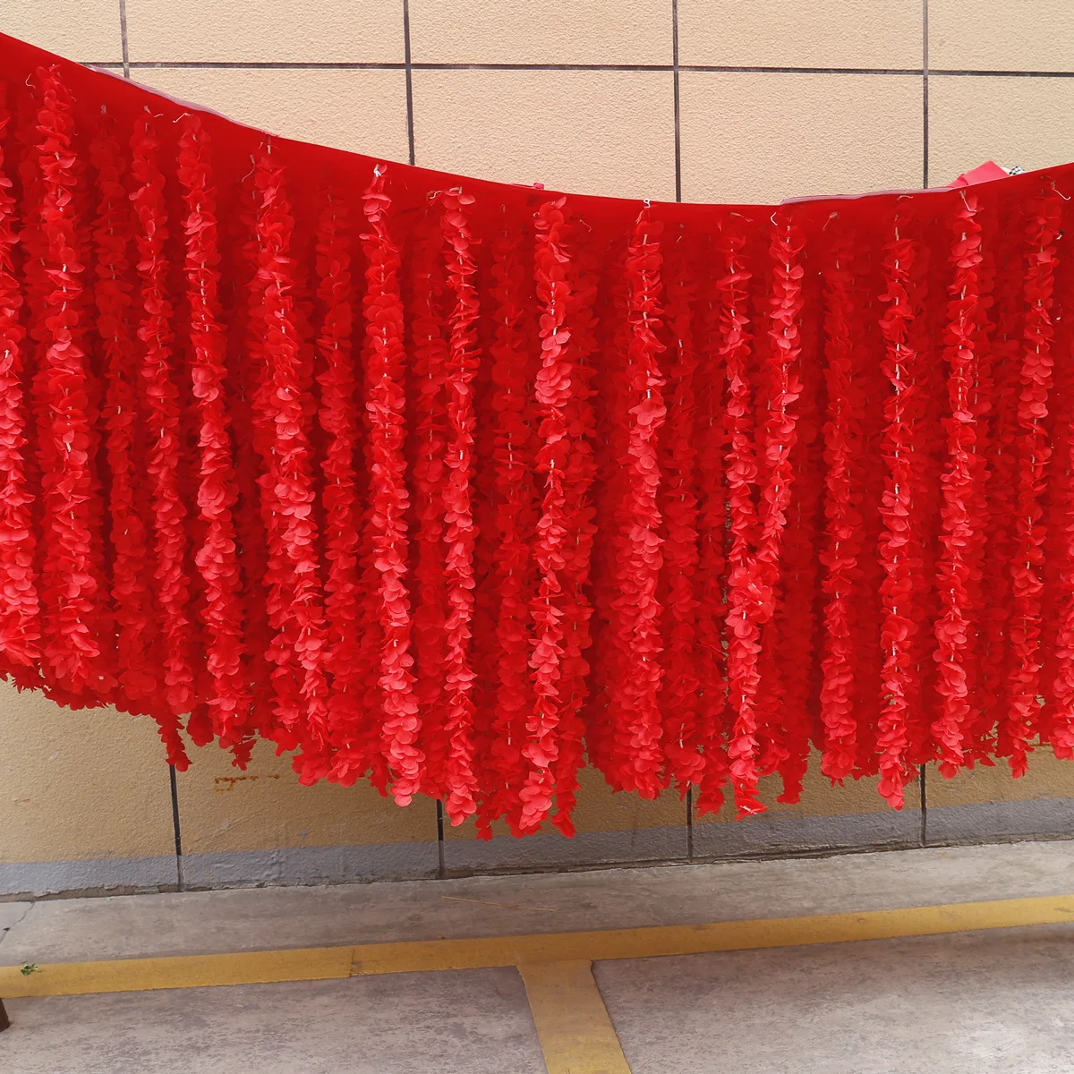 Handgenähte Hängende Orchideen-Girlande Wand- und Deckendekoration 240cm Länge 120cm Breite Blumengirlande für Hochzeitsdekoration – Detail 5