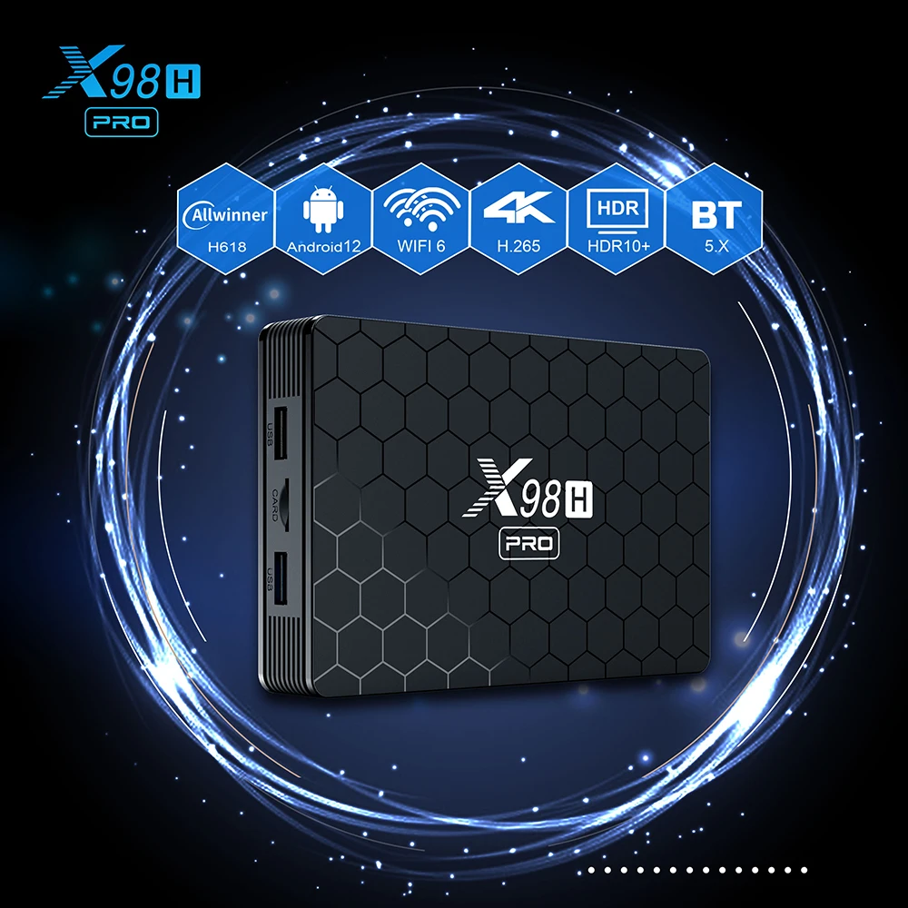 X98H Pro Android 12 Allwinner H618 Quad core TV Box 4K HD 2.4G/5G Wifi6 1000M 4GB 64GB مشغل الوسائط الذكي فك التشفير