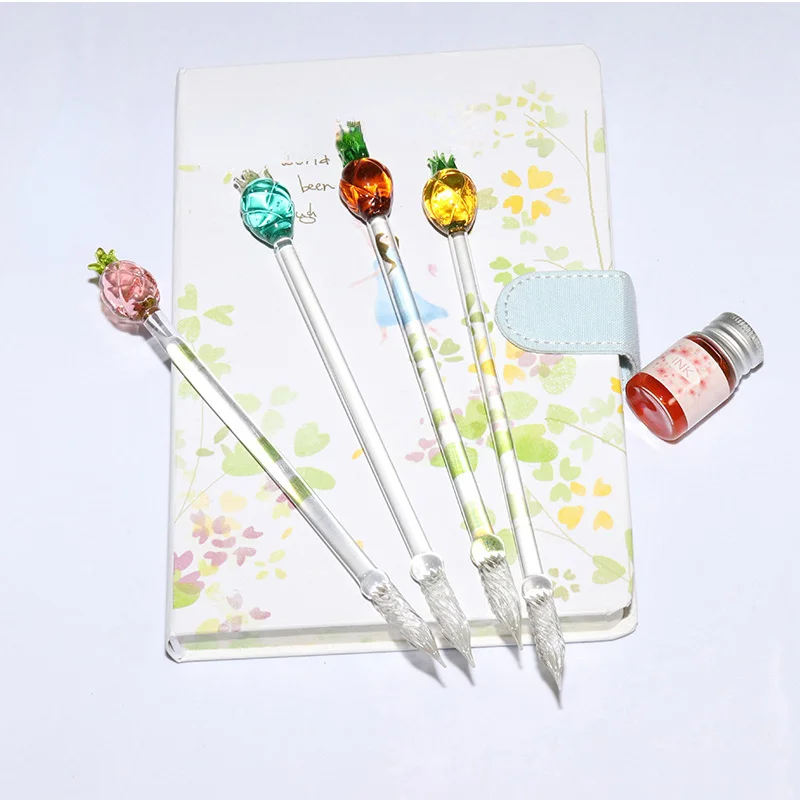 1 Pc Multicolor Glass Drip Pen Antique Glass Dip Pen Signature Filling Ink Pen Crystal Writing Dip Pen Fountain Pens