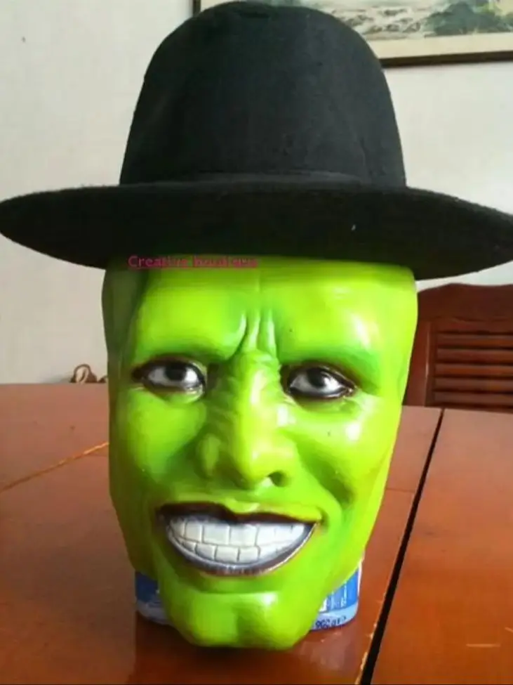 Adult And Kids Green Full Face Mask Inspired by Jim Carrey Movies for Halloween Masquerade Party Cosplay Fancy Costume Accessory
