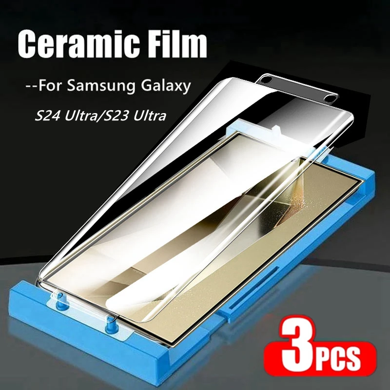 3PCS Ceramic Screen Protector For Samsung Galaxy S23 ultra / S24 Ultra Curved Protective Film