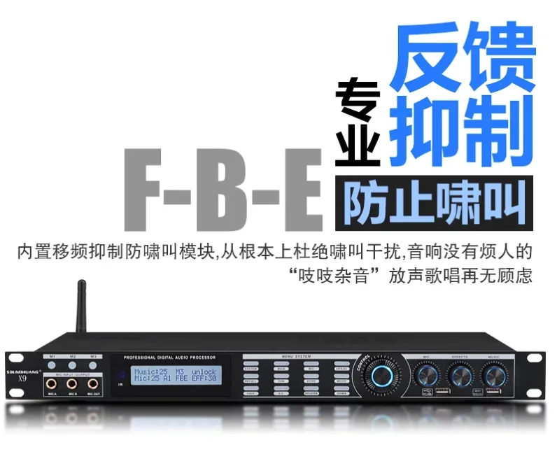 Professional Wireless Stage Digital Front Reverb Effect Microphone Anti-squeal Feedback Suppressor Audio Processor