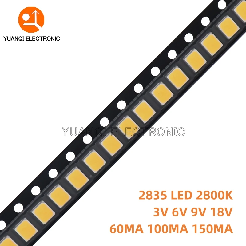 100pcs 2835 SMD LED 1W 0.5W 0.2W Warm White 2800-3200K 3V 6V 9V 18V 150MA 100MA 80MA 60MA 30MA Good Quality