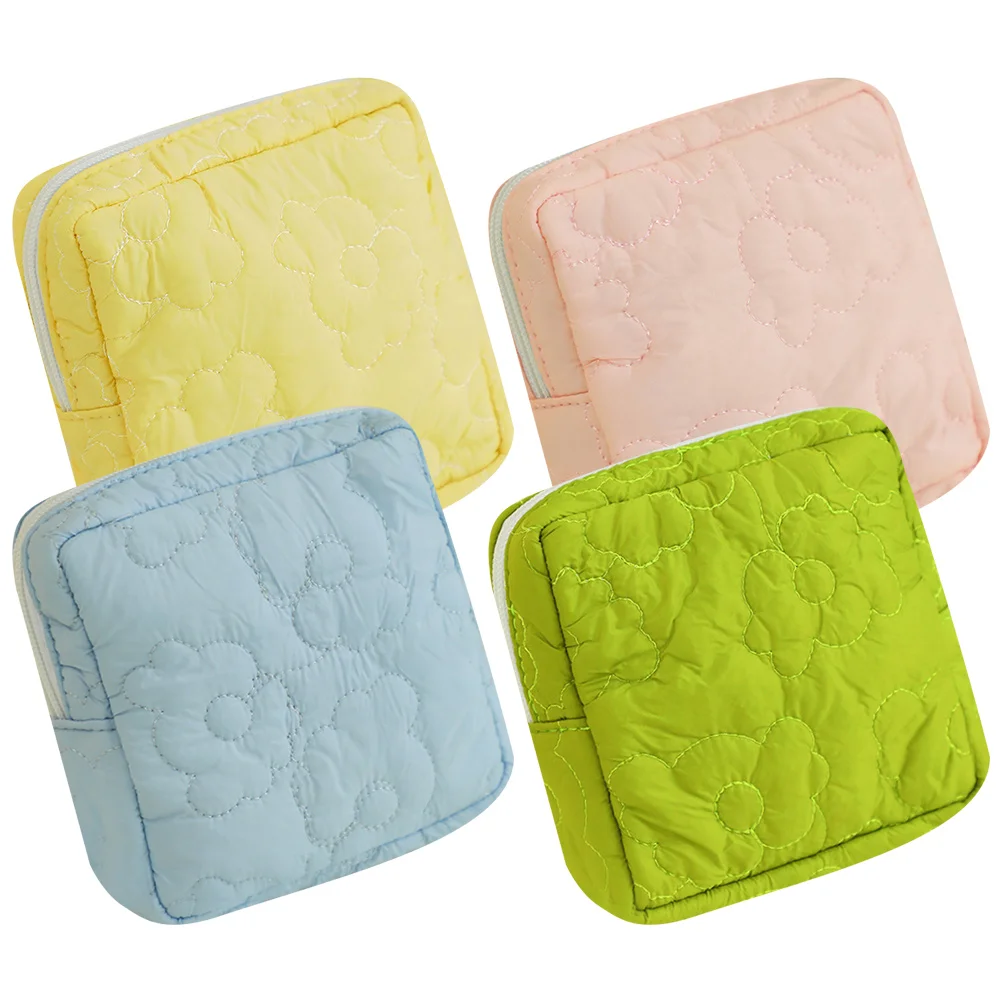 

4 Pcs Sanitary Napkin Pack Portable Bag Lovely Coin Bags Pad Tampon Pouch Menstrual Container Handbag Organizer