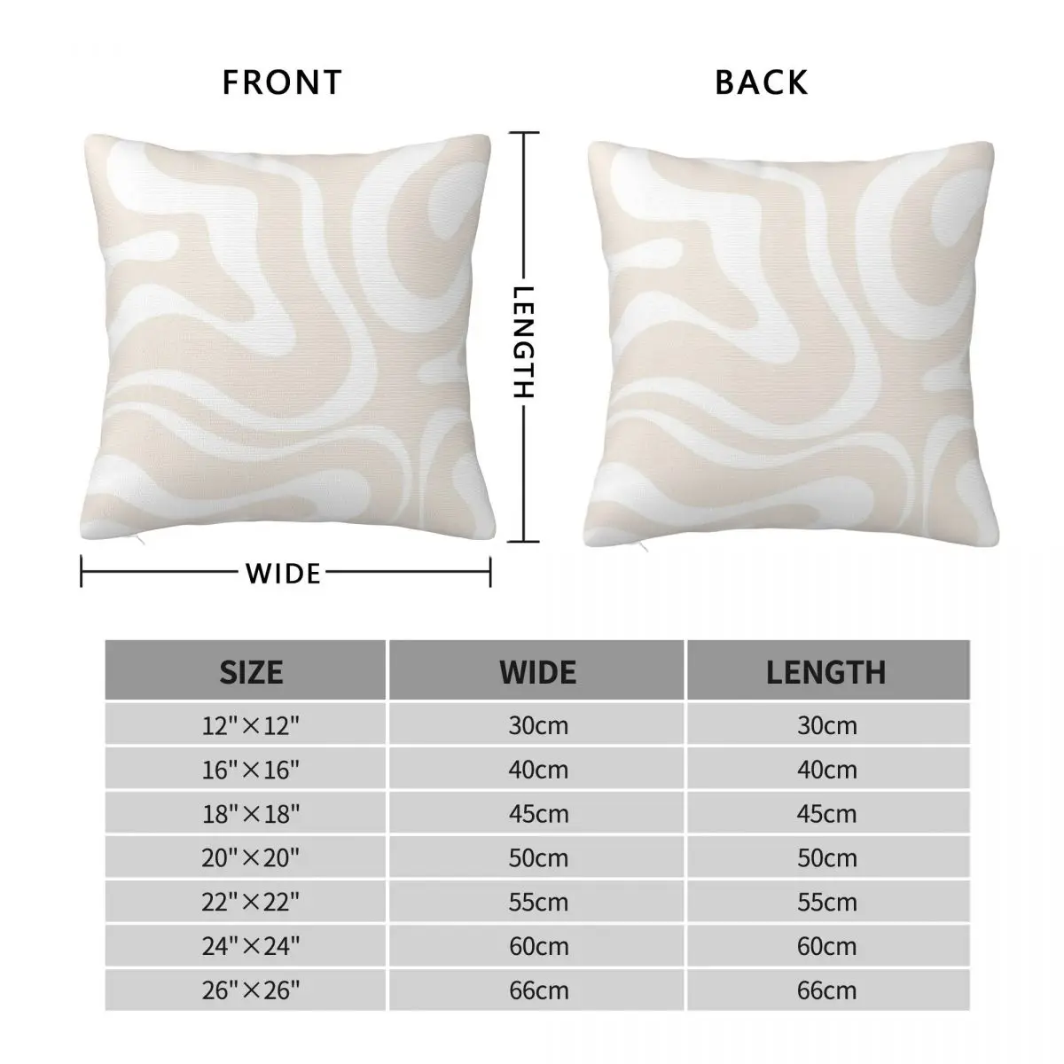 Liquid Swirl In Light Ecru Beige White Square Pillowcase Polyester Linen Velvet Printed Zip Decor Home Cushion Cover 18