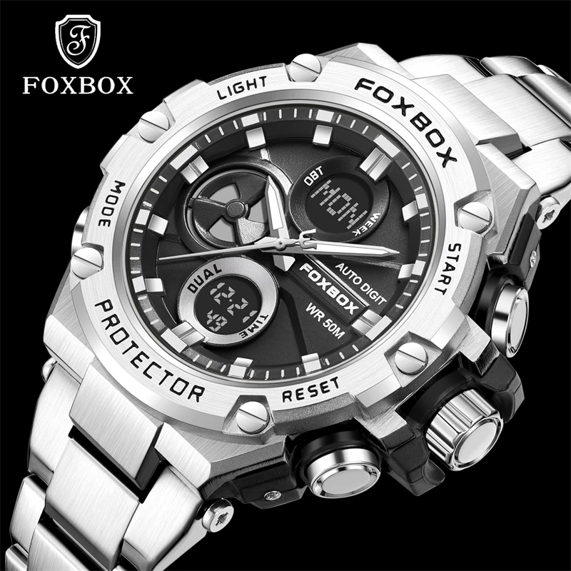 LIGE Brand Luxury Analog Digital Watches for Men Fashion Business Men Watch Military Waterproof Alarm Dual Display Watch Men