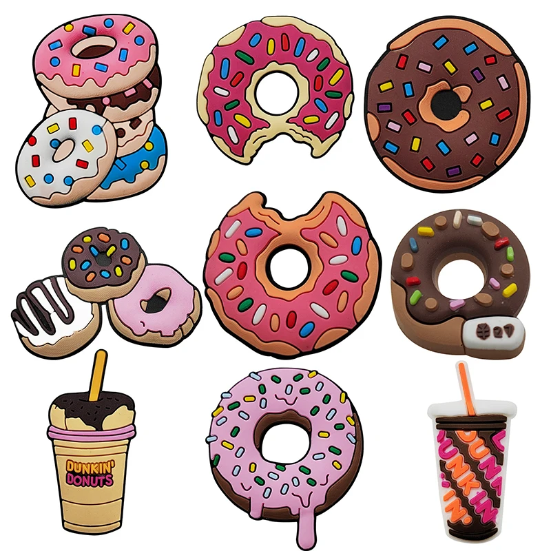 Cute Donuts Shoe Charms for Shoes, Sandals Decorações, Pins para crianças, Women Favor Gift, Acessórios, New Arrivals