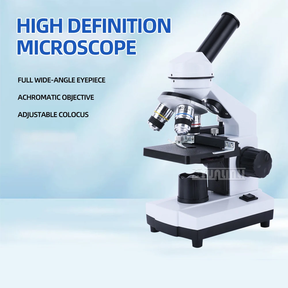 640X-1600X Monocular Optical biological Microscope Elementary School Science Experimental Biology Teaching Microscope