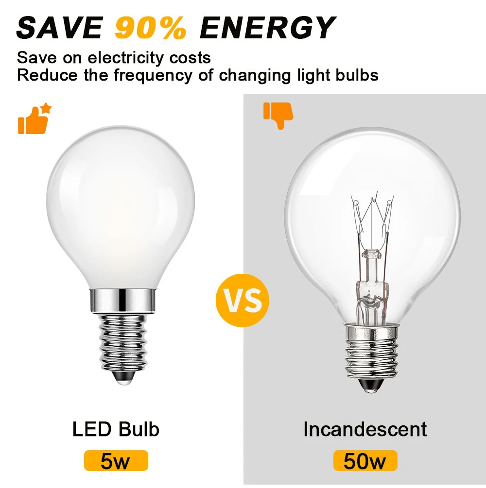 G45 Frosted Globe LED Filament Bulbs E14 5W – 6 Pack