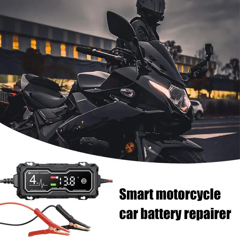 Motorcycle Battery Charger And Maintainer Automatic Smart Trickle With LED Display Float Charger And Desulfator For Motorcycle