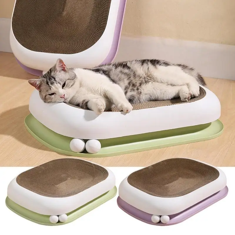 

3 In 1 Corrugated Cat Scratcher Double Layer Cardboard Bed Couch With Interactive Track Ball Cat Scratch Beds Pets Accessories