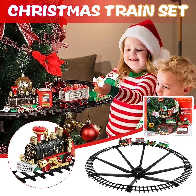 

Christmas Train Track Hanging Frame Electric Toys Railway Car With Sound Light Rail Christmas Tree Decoration New Year's Gifts