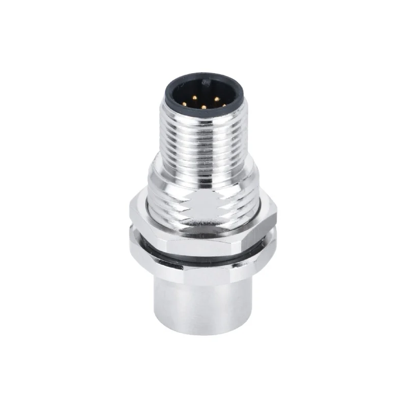 M12 A-Code 5Pin Male-female in One, Through Wall Type, Panel Mount Connector, PG9 Chassis Side Thread