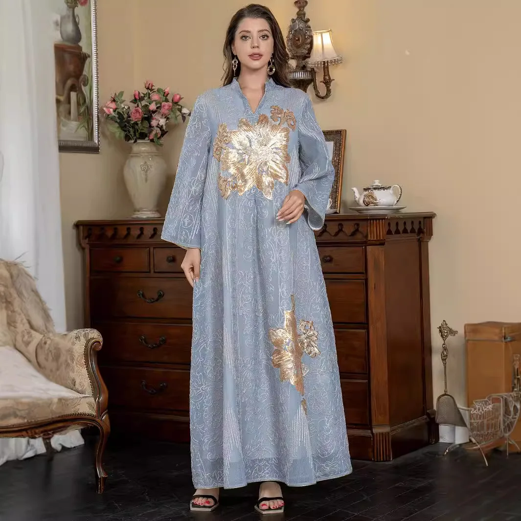 Abito musulmano del commercio estero saudita del Medio Oriente Abito musulmano Dubai in pizzo ricamato Abaya 