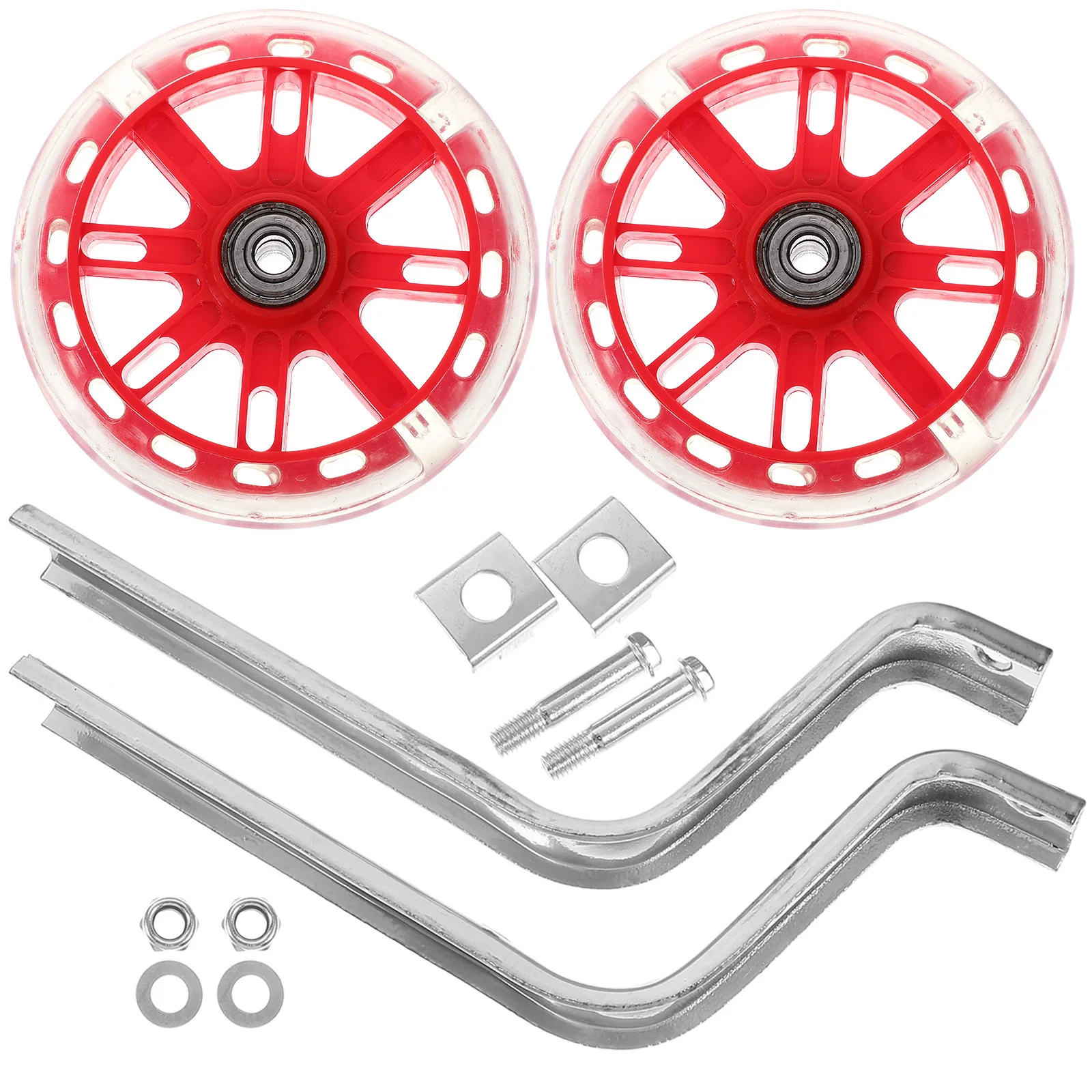 

Bike Training Wheels Mute Flash Auxiliary Wheel Uv Resistant High Strength Material Adjustable Sturdy Red