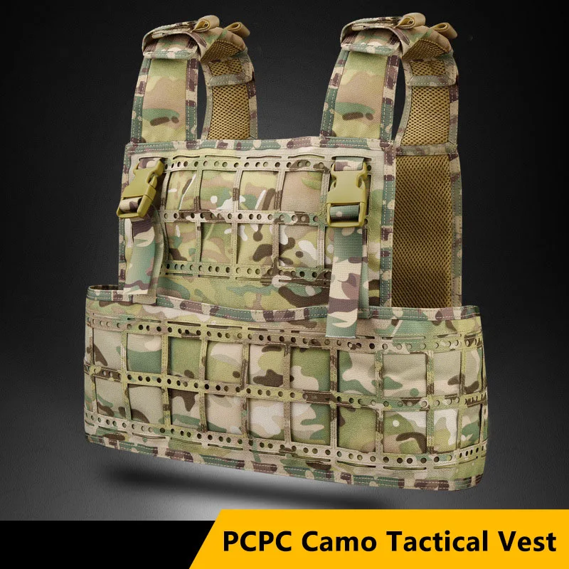 PCPC Camouflage Tactical Vest, Breathable, Lightweight, Adjustable, Fully Modular Design, 1000D Nylon