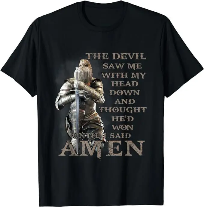 The Devil Saw Me With My Head Down Until I Said Amen Veteran T-Shirt Size S-5XL Anime Graphic T-shirts for Men Clothing Women Te