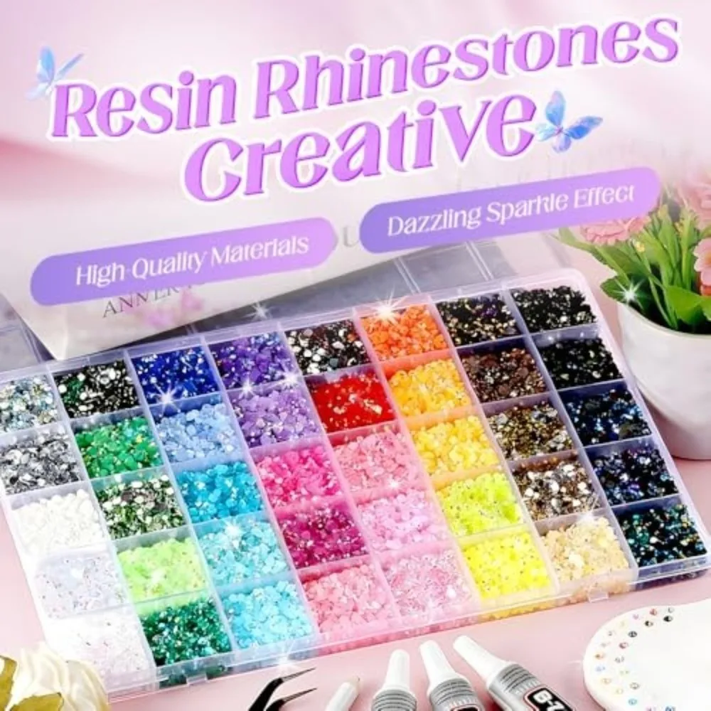 

Multicolor Resin Rhinestone Kit Sparkling DIY Decoration Flatback Gems Craft Supplies Nail Art Rhinestones for Hat Decoration