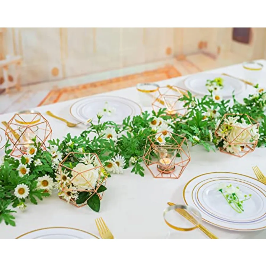 Geometric Tealight Candle Holders Gold, Modern Metal Geo Wedding Centerpieces for Table, Votive Candle Stand Accent for Tea Lig view 2