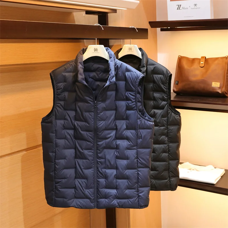 

Высококачественный легкий пуховый жилет для активного отдыха с молнией, модный городской стиль, молодежный, деловой, повседневный, однотонный