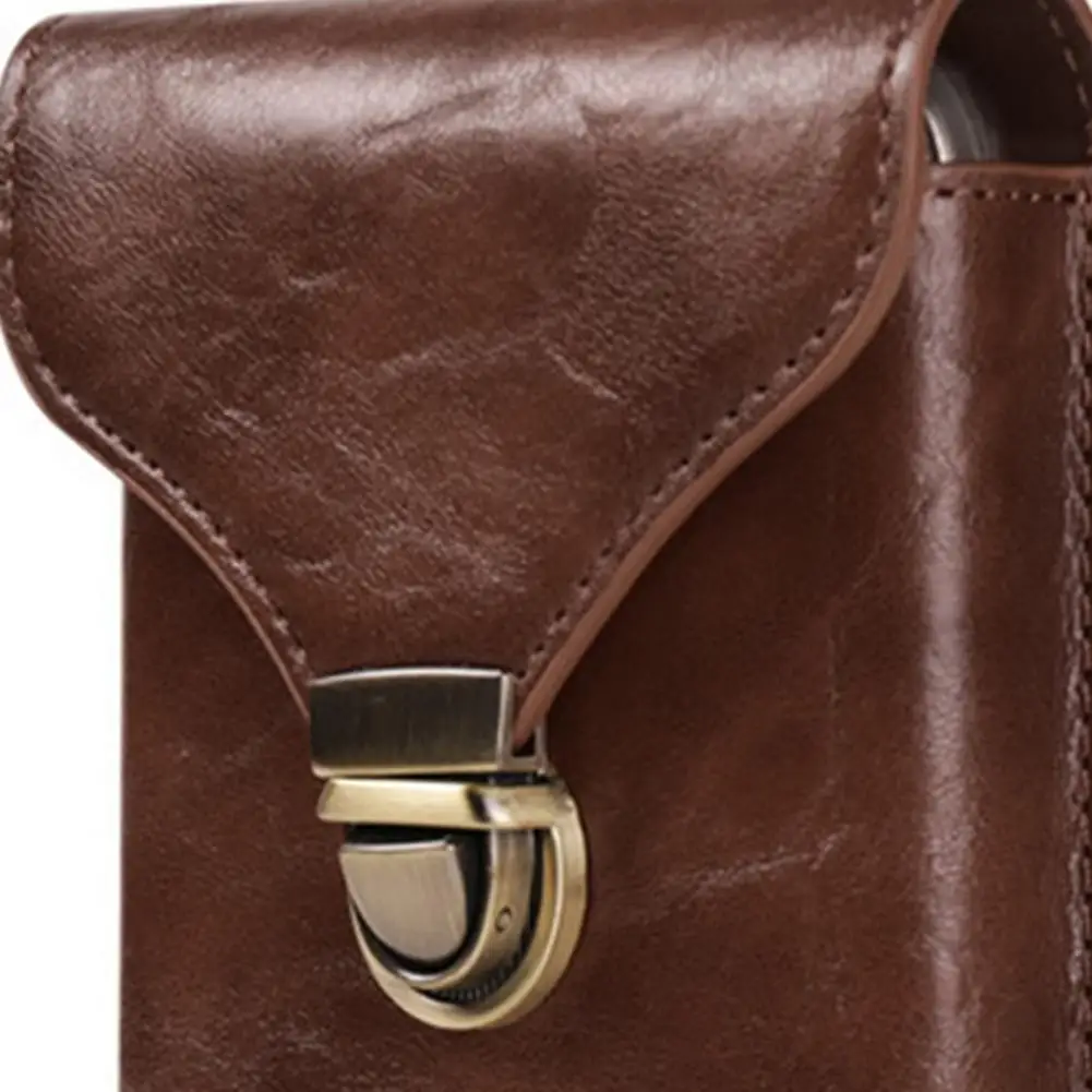 Mobile Phone Belt Bag with Brass Spring Lock Faux Leather Phone Pouch Mobile Phone Belt Bag Holster Smooth Faux Leather
