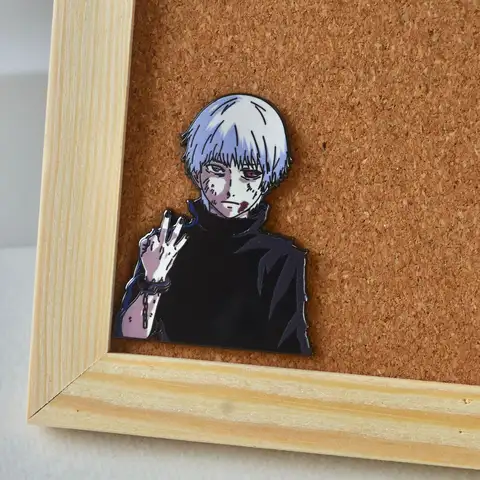 Anime Tokyo Ghoul Pins Kaneki Ken Metall Märken Animation Manga Broscher för Väska Ryggsäck Kläder Kavajslag ACG Dekoration Cosplay 8 best sales Tokyo Ghoul-nål - №2