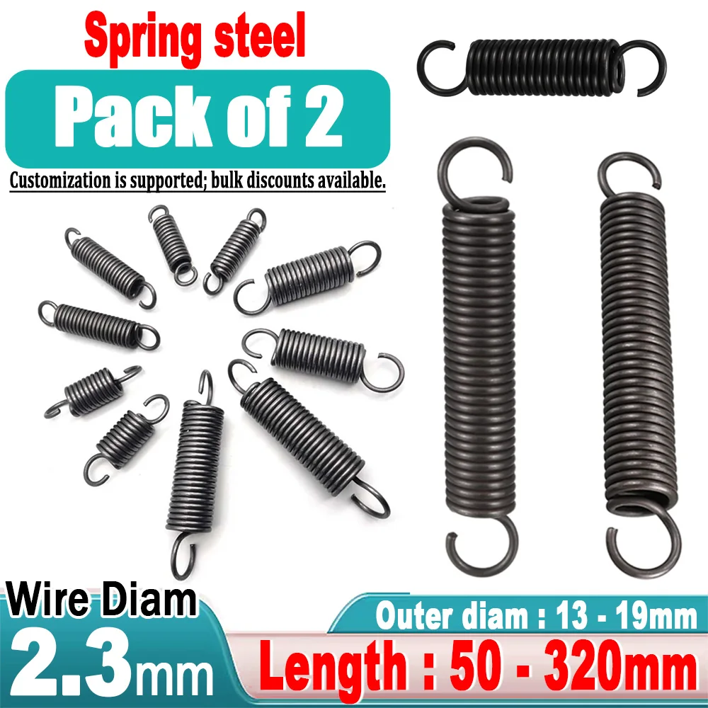 2.3mm Wire Diameter Spring Steel Open Hook Tension Spring with O Hook Extension Spring Outer Diameter 13/16/19mm