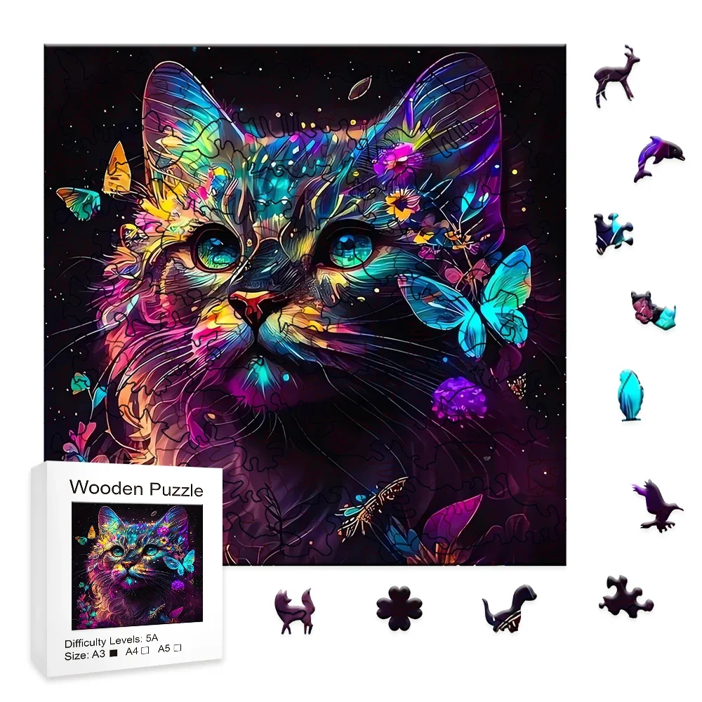 

Unique cat wooden puzzle creative gift suitable for teenagers adults and children Halloween Christmas Gifts jigsaw puzzles