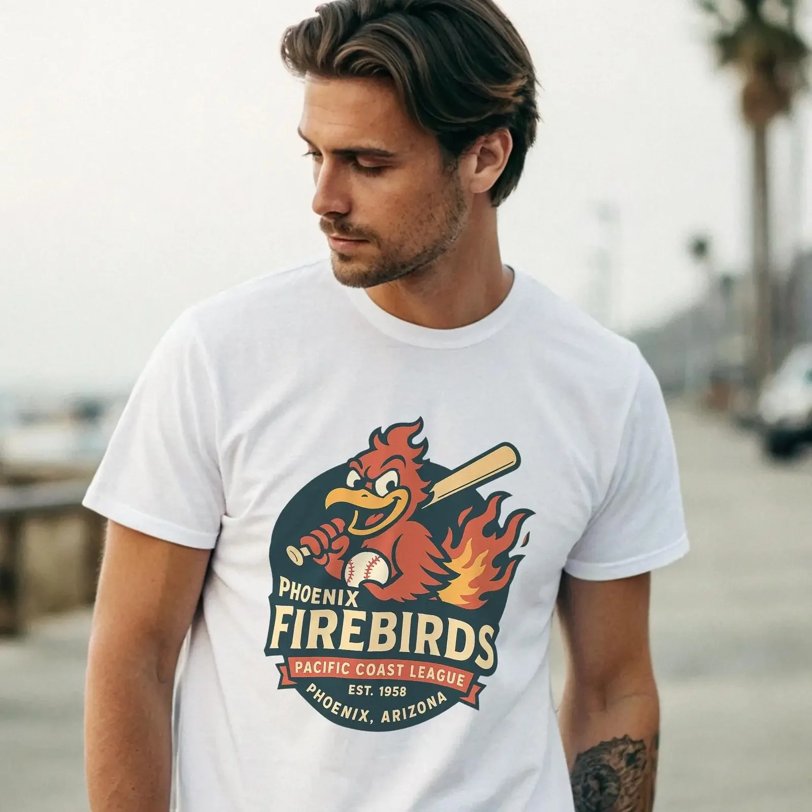 Phoenix Firebirds T Shirt Vintage Minor League Baseball vintage Washed homme fashion Versatile Unisex designer clothes